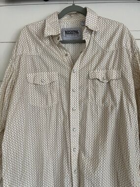 Resistol Ranch Men's Cream Printed Button-Down Shirt